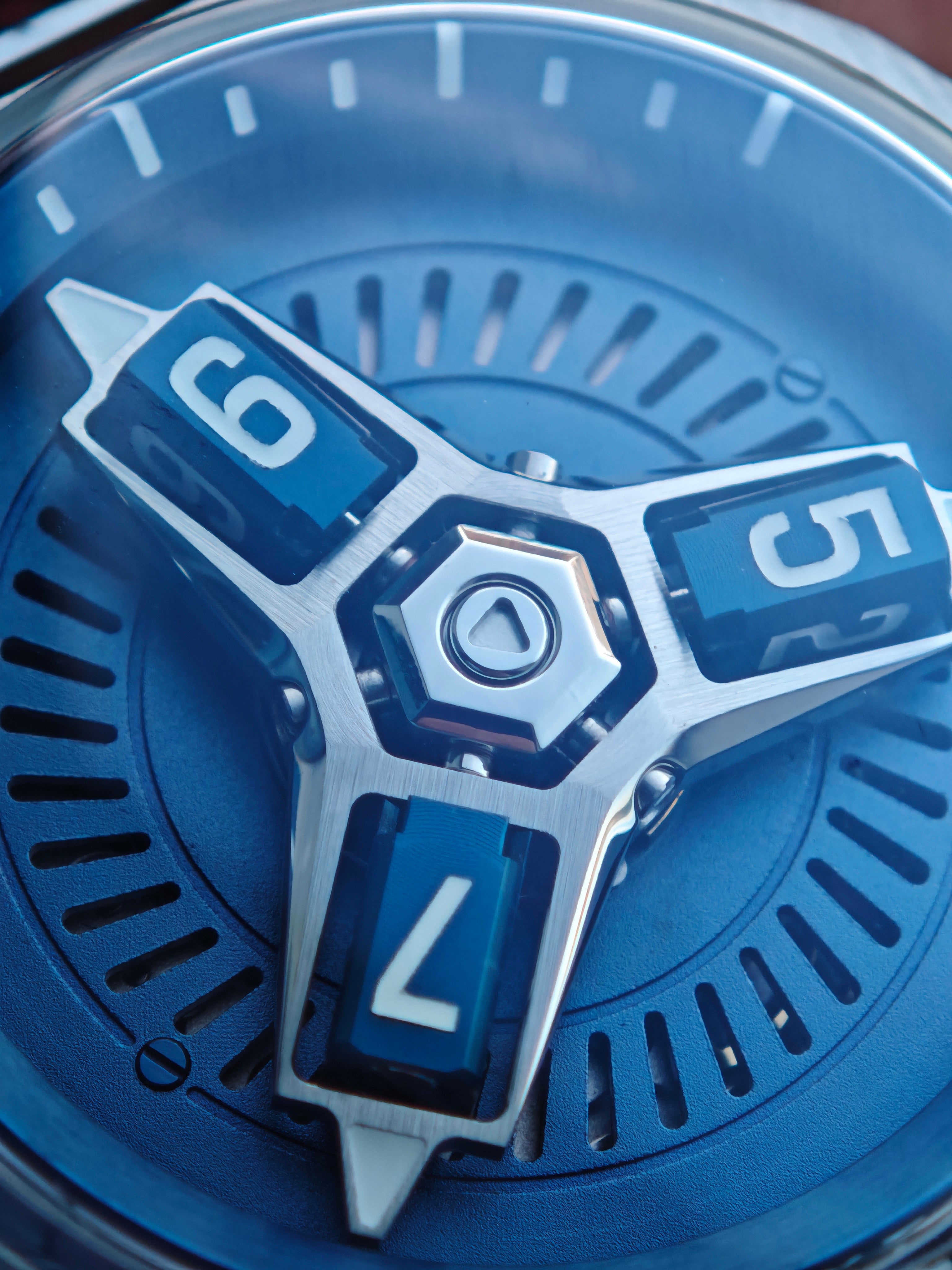 Phantasos Triclops watch wandering hours in Blue Miyota movement