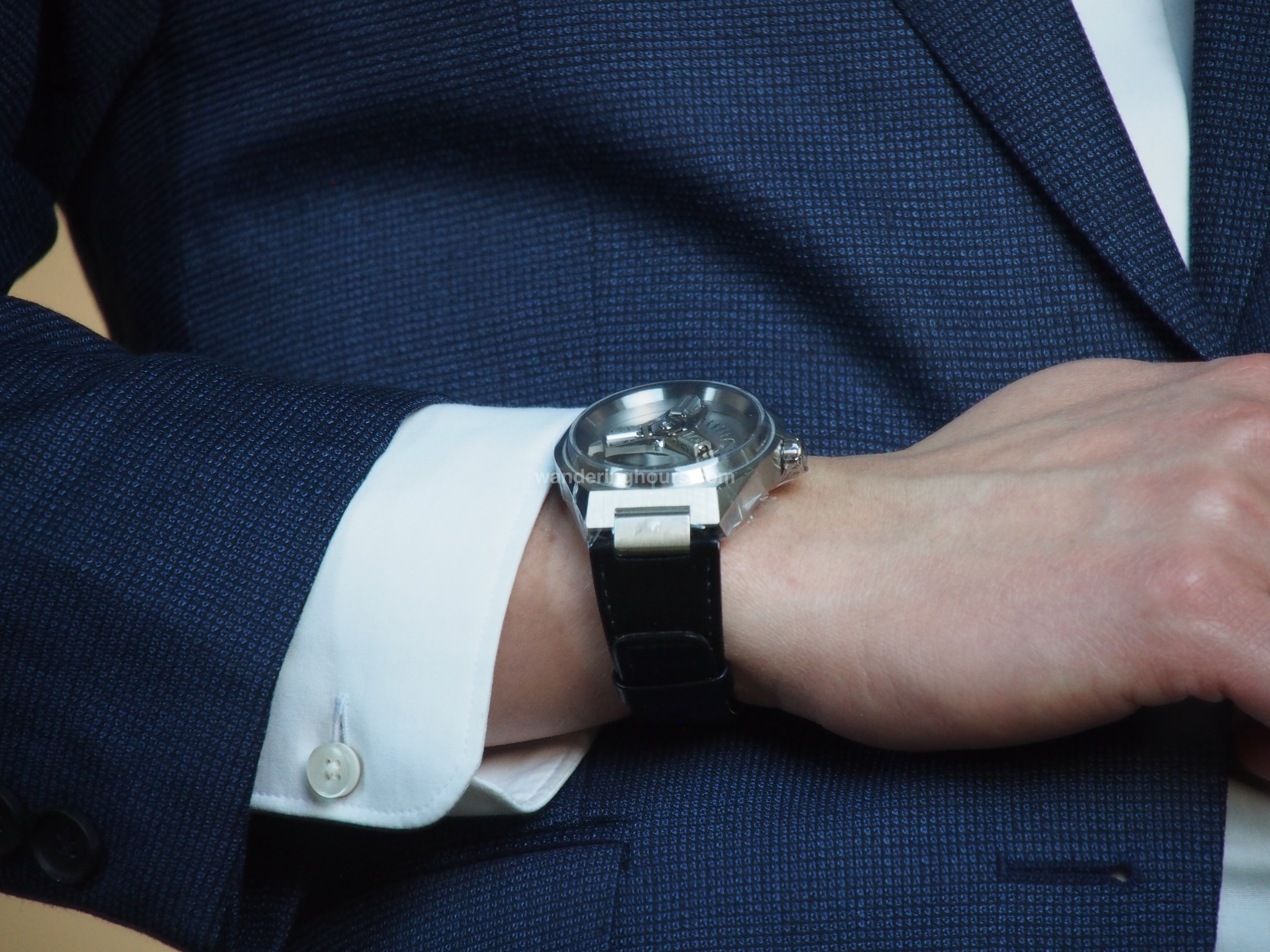 Phantasos Triclops watch wandering hours in White dial Miyota movement