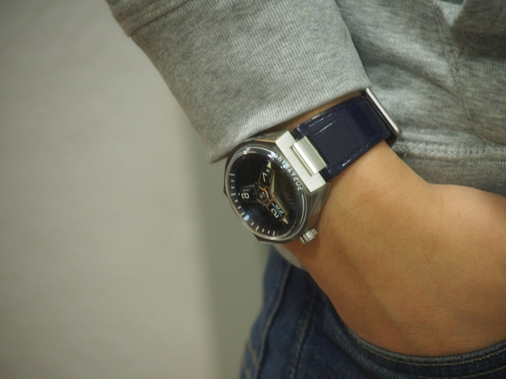 Phantasos Triclops watch wandering hours in Blue Miyota movement